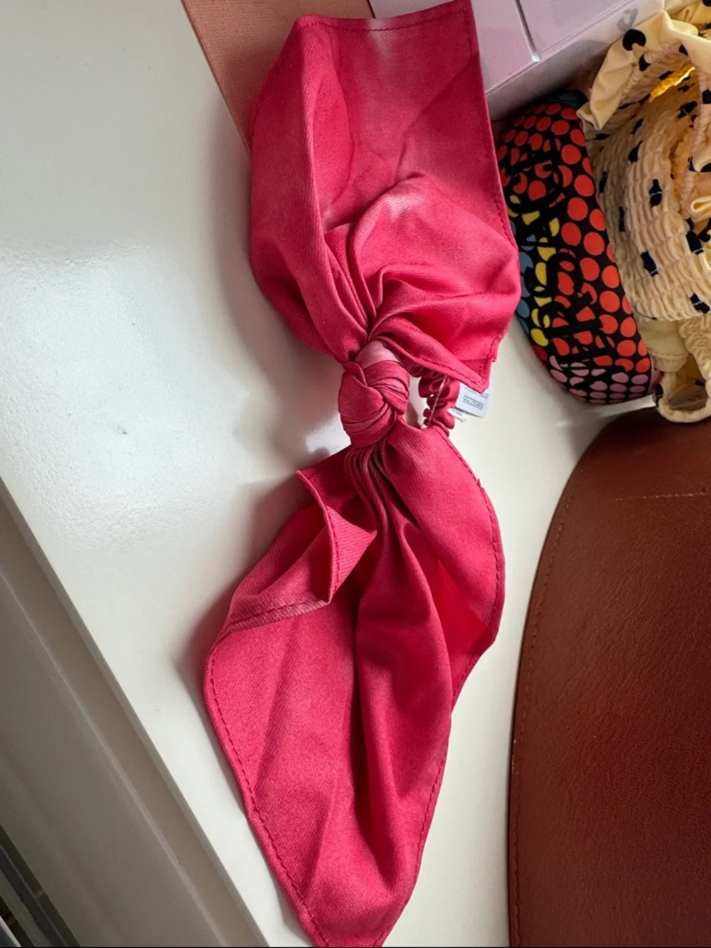 Free‎ People Hair Scrunchie with Long Tie NEW pink red